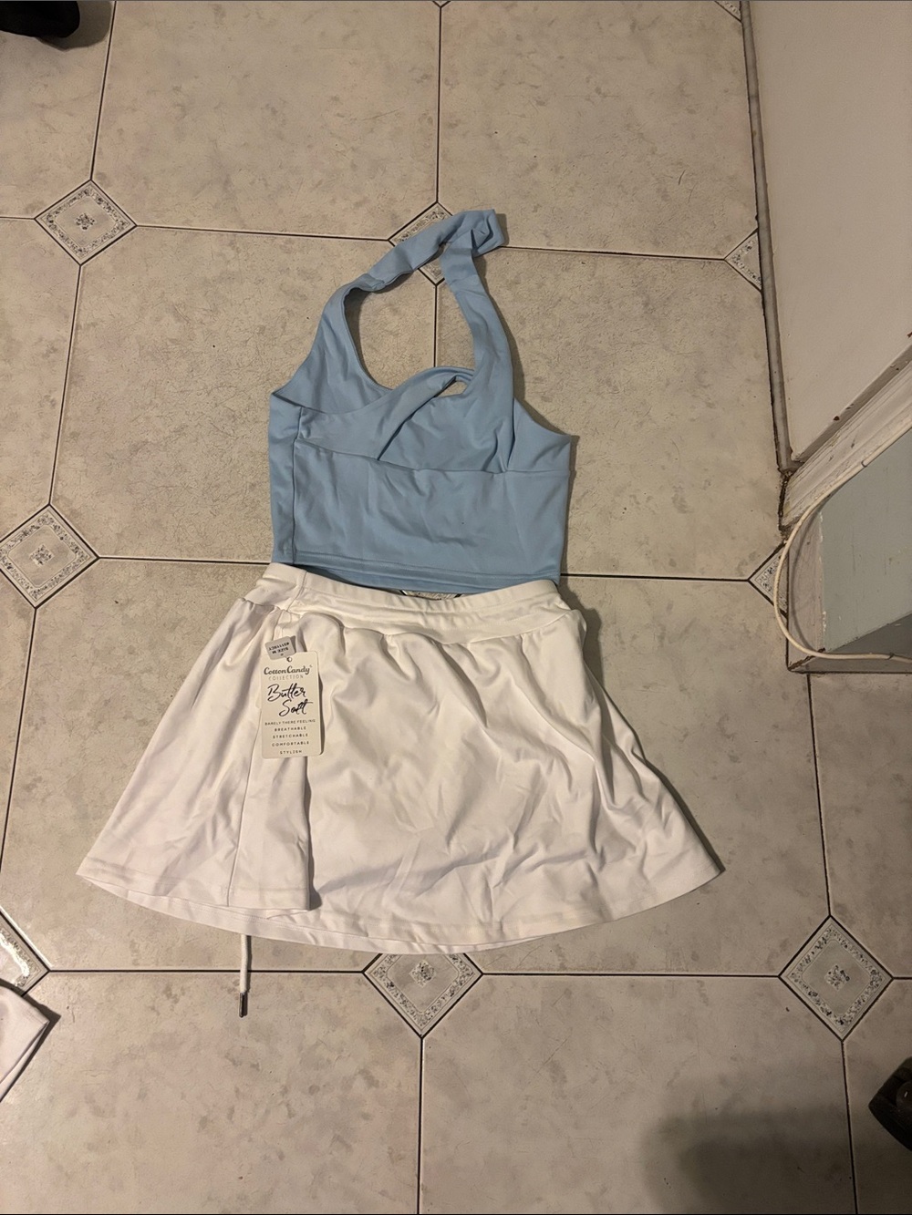 Cotton Candy White Skort with Light Blue Top
